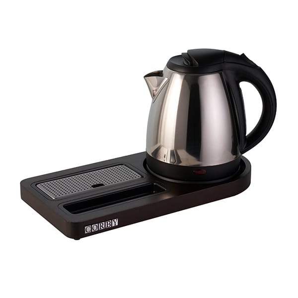 Buckingham Compact Welcome Tray in Dark Wood and 1L Kettle