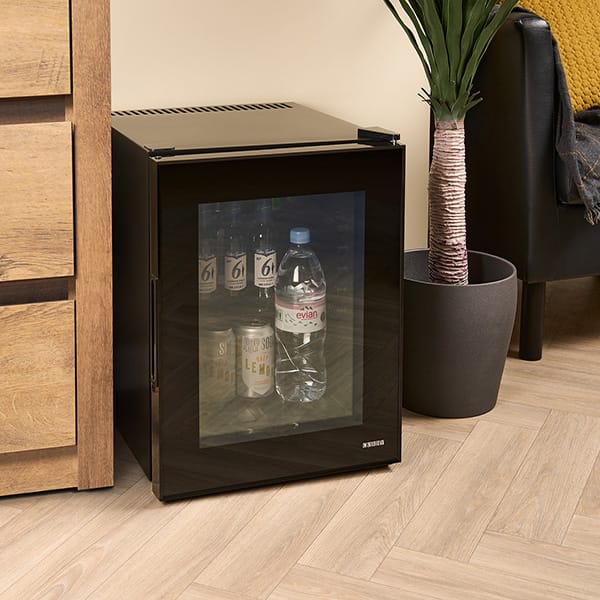 Guest room refreshment area featuring Corby Eton 40L minibar