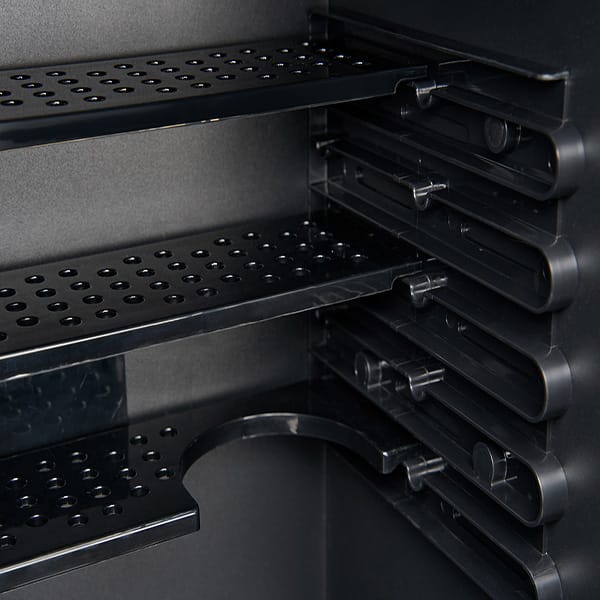 Close up of Corby Eton 40L minibar interior showing adjustable shelves