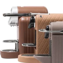 coffee machine wrapped in different textures of faux leather