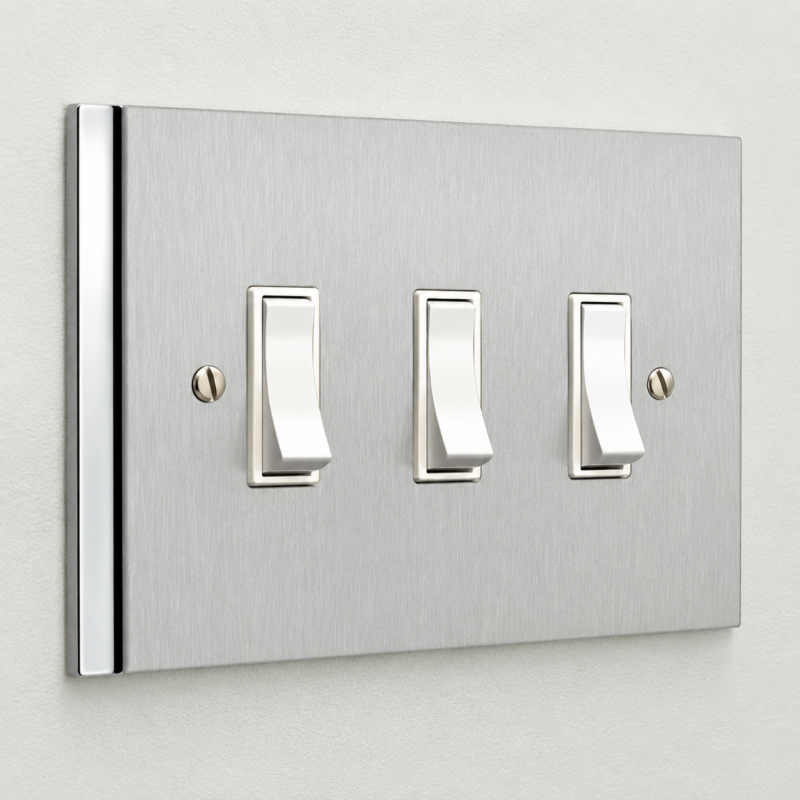 ashley norton collection silver triple light switch for hotel rooms by Hotel Lock and Safe