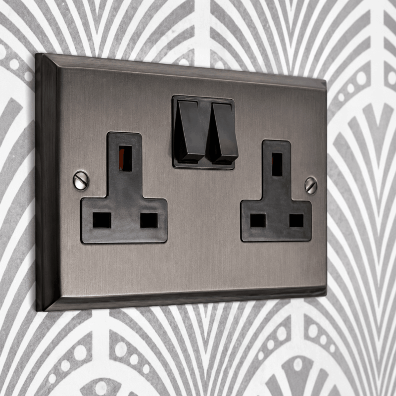 contractor range hotel double plug socket in black By Hotel Lock and Safe