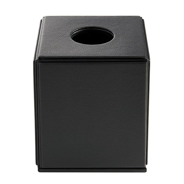 Highland Cube Tissue Box | Black PU Leather