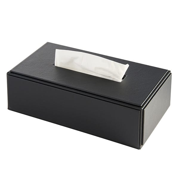 Rectangular Tissue Box | Black PU Leatherette