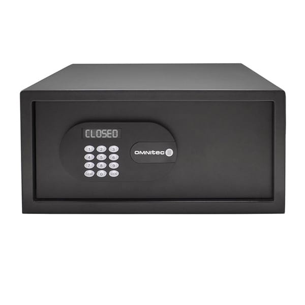Omnitec Nob 15 inch safe front opening with push button digital code by hotel lock and safe