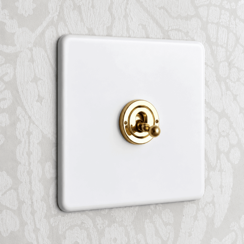 Seville Range white electrical light switch for hotel guest rooms by Hotel Lock and Safe