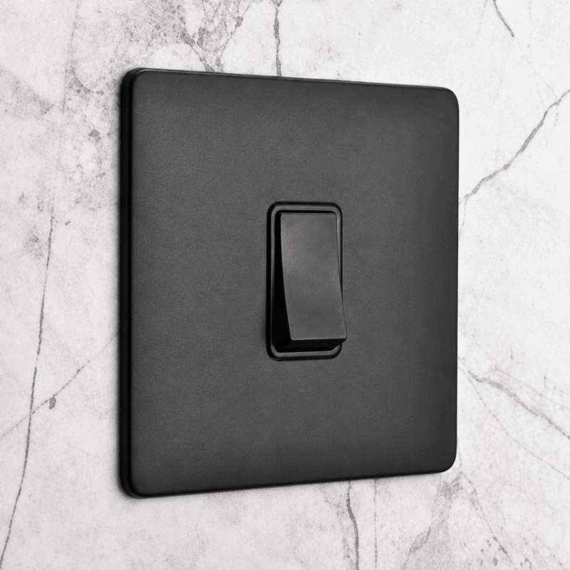 Vintage Range matt black light switch for hotels and hospitality venues by Hotel Lock and Safe