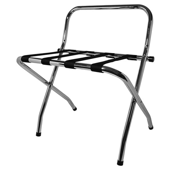 Corby Ashton Metal Luggage Rack with Back in Polished Steel