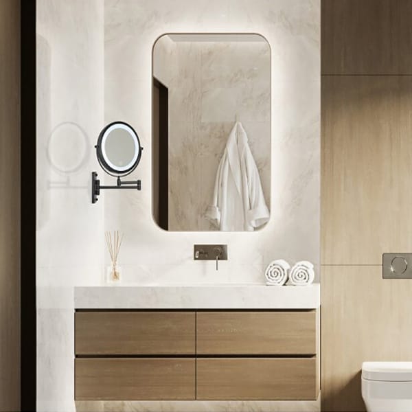 LED Wall Mounted Mirror | Black Chrome - Image 6