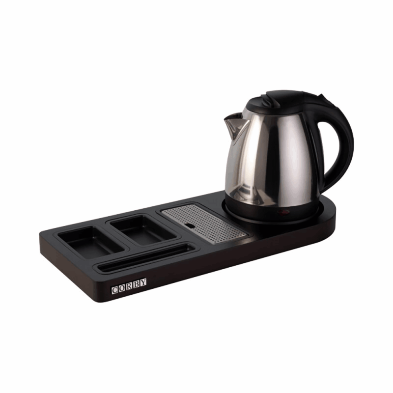Corby of Windsor Buckingham dark wood welcome tray and the Buckingham 1L kettle