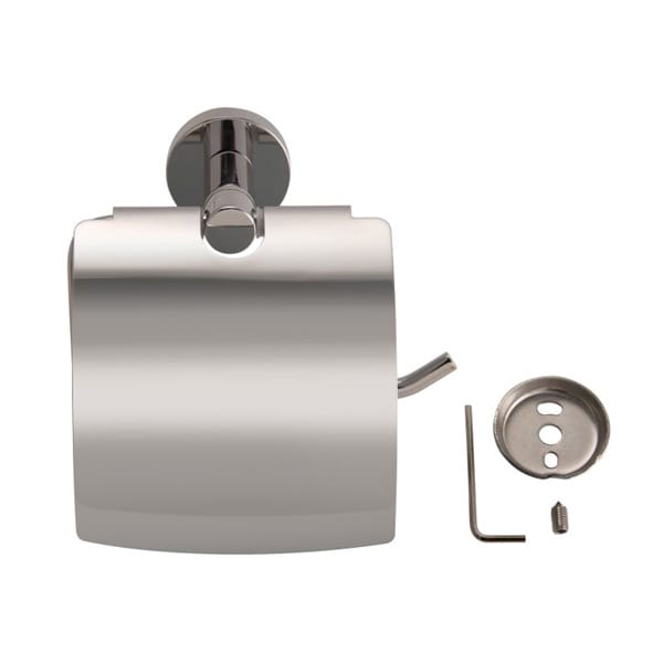 Harrogate Toilet Roll Holder with Cover in Polished Silver - Image 2