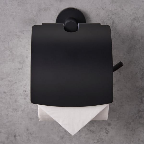 Corby Harrogate Toilet Roll Holder with Cover in Black - Image 6
