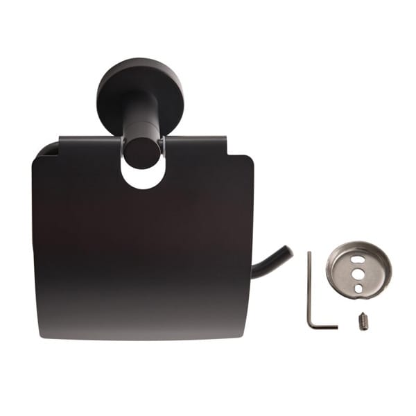 Corby Harrogate Toilet Roll Holder with Cover in Black - Image 2
