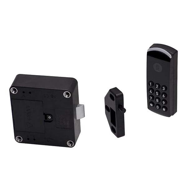 showing the three parts of the Omnitec Electronic Lock for Lockers by Hotel Lock and Safe