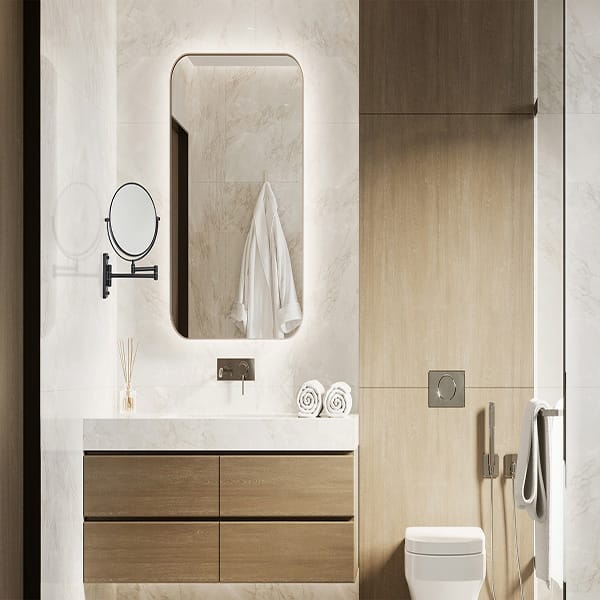 Wall Mounted Black Mirror | Hotel Bathroom Mirror - Image 5
