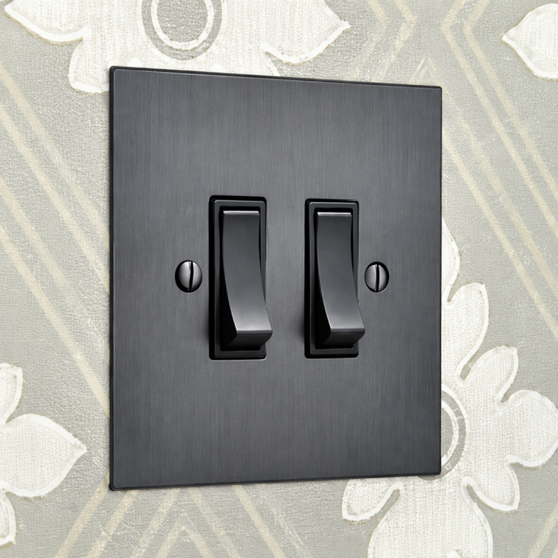vegas square flat plate range black double light switch fixed on the wall by Hotel Lock and Safe