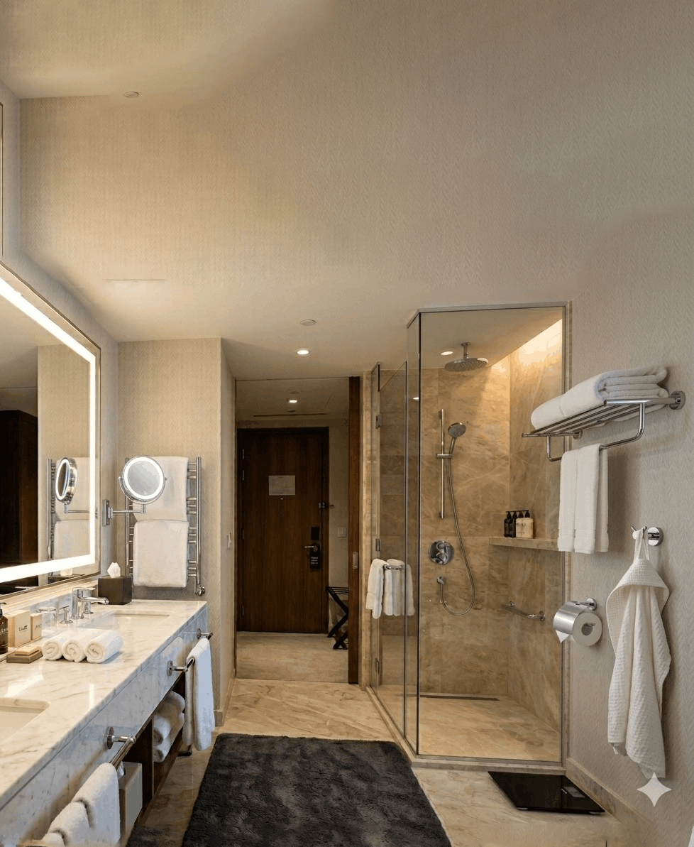 A bathroom with accessories