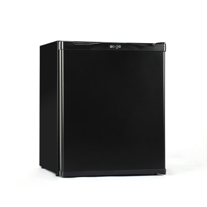 solid door hotel minibar in black with silent absorption technology by Hotel Lock and Safe