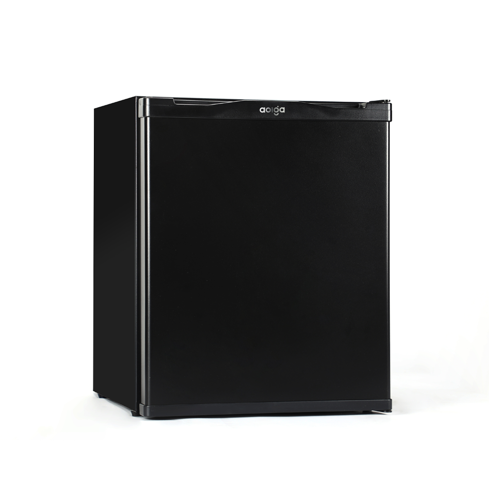 solid door hotel minibar in black with silent absorption technology by Hotel Lock and Safe