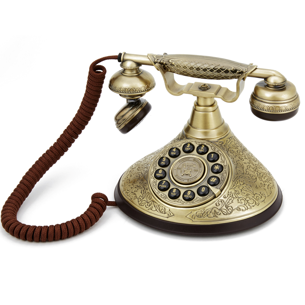 GPO Duchess Hotel Telephone with brass finish and retro design by hotel lock and safe