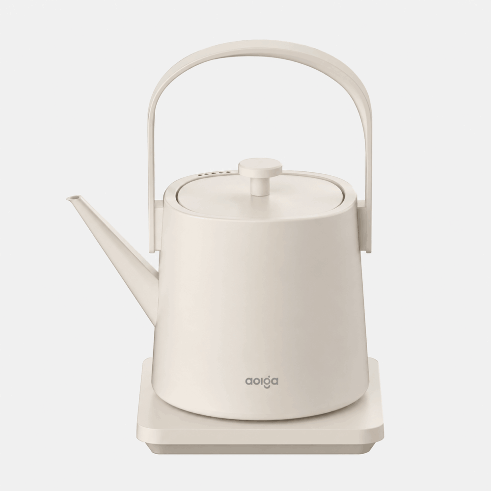 white aolga electric hotel kettle with large spout and handle by hotel lock and safe