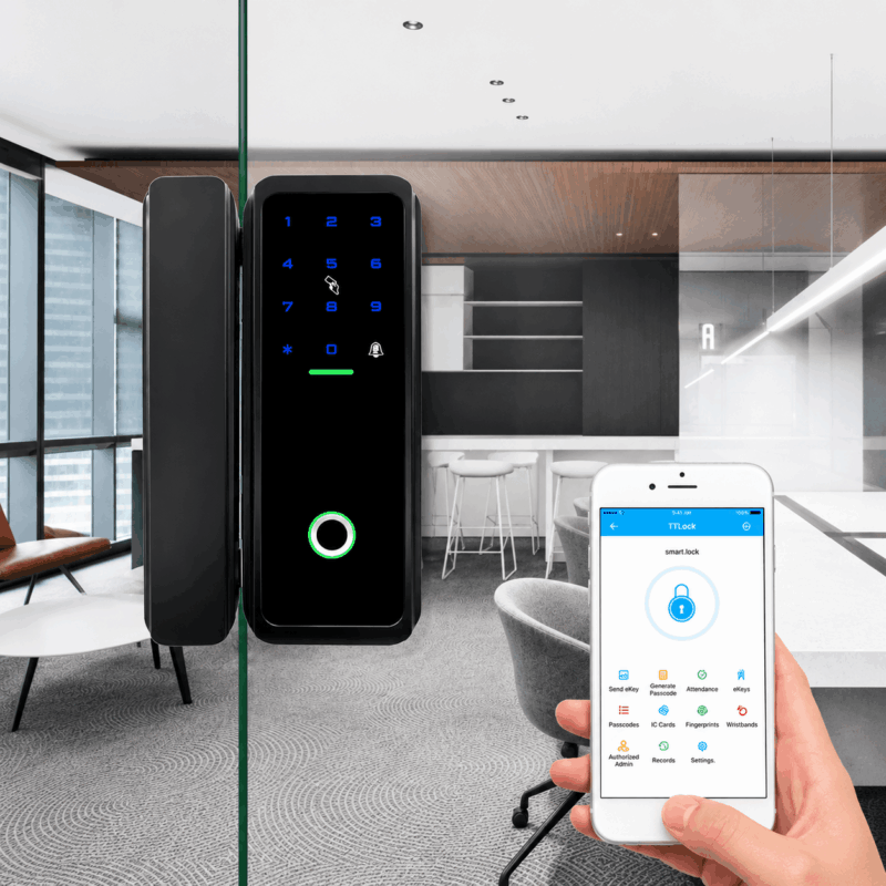bluetooth or wifi smart lock for glass with digital code by Hotel Lock and Safe