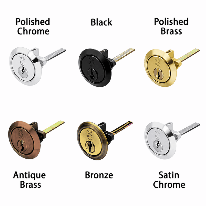 Mechanical key systems showing the different colour of finishes by Hotel Lock and Safe
