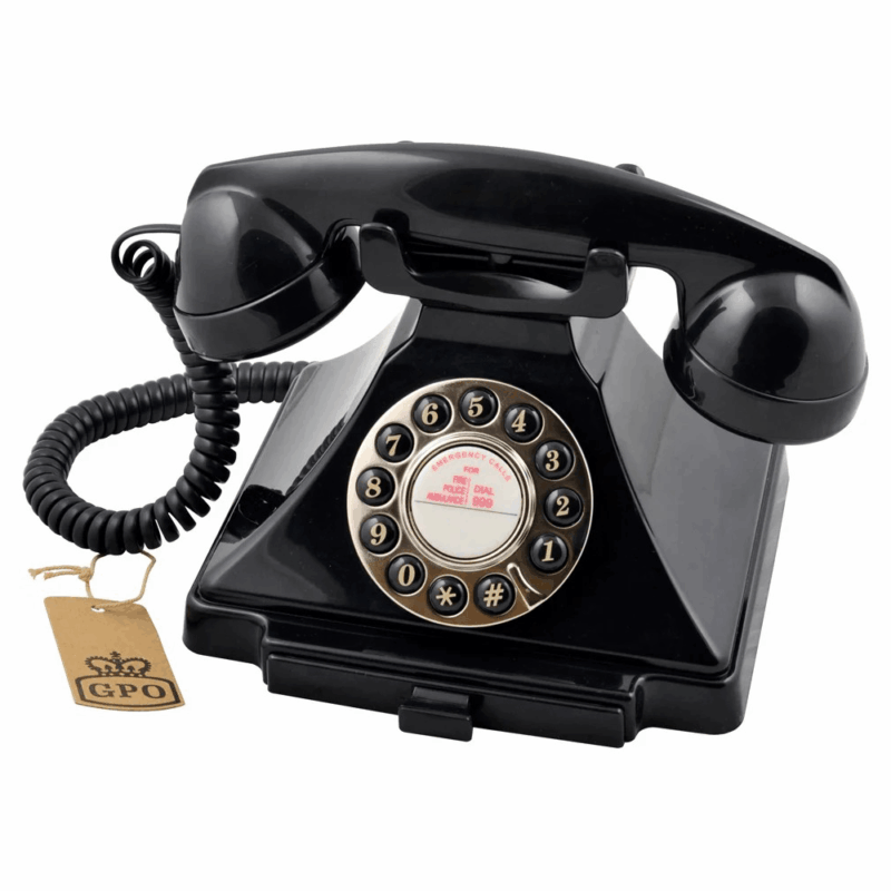 GPO Carrington SIP telephone in back with tray for hotel guest rooms