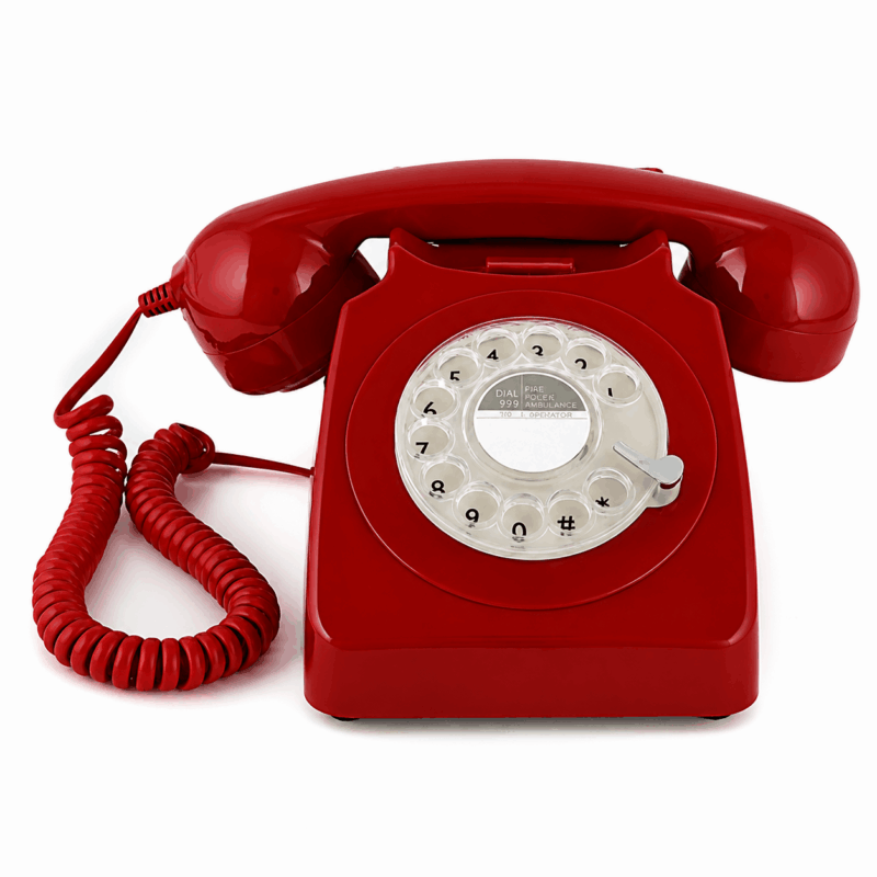 GPO 1970's vintage style hotel phone in red with rotary dial