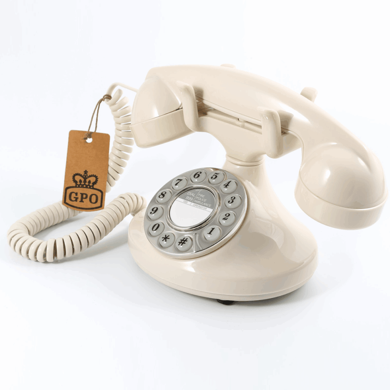 hotel push button telephone in cream, GPO Pearl for hotel guest rooms
