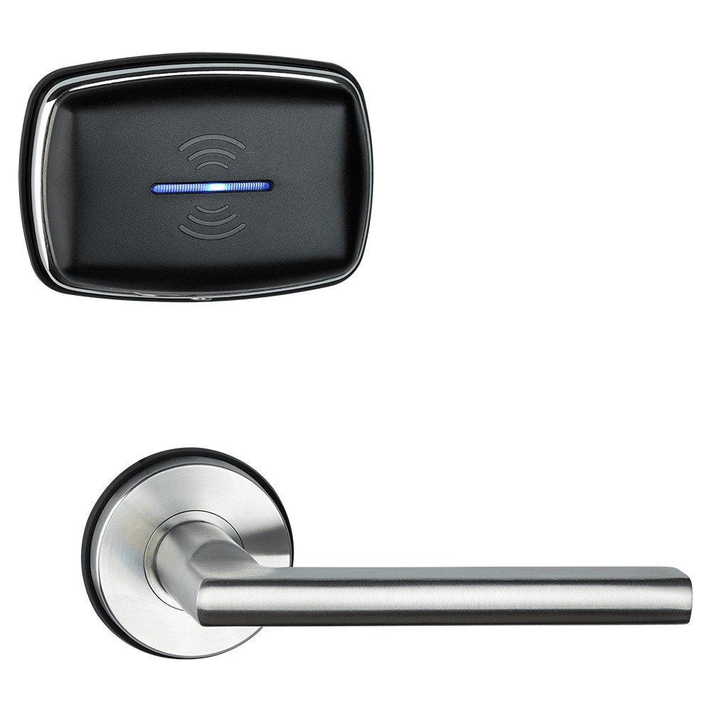 HLS100 RFID reader with blue indicator and straight stainless steel handle