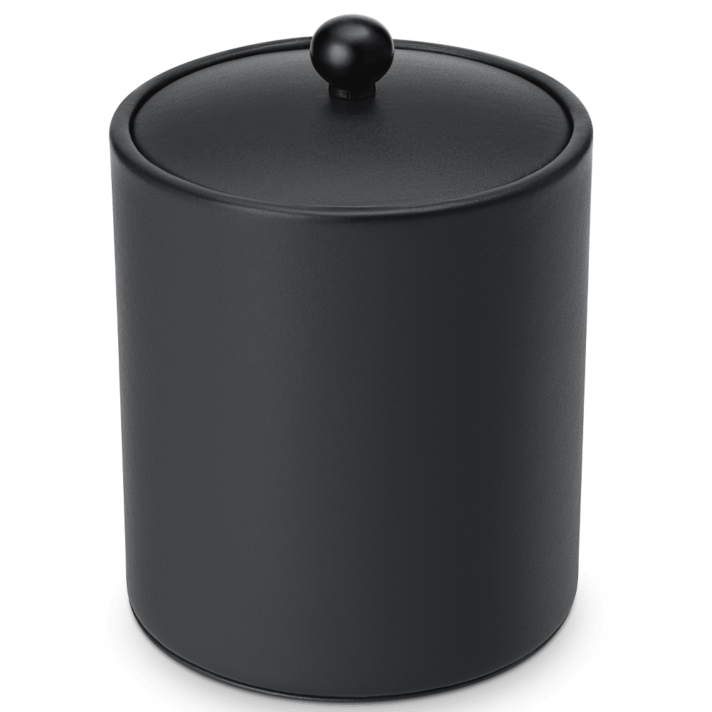 SLUSH Leatherette Ice Bucket in Black with its matching lid closed
