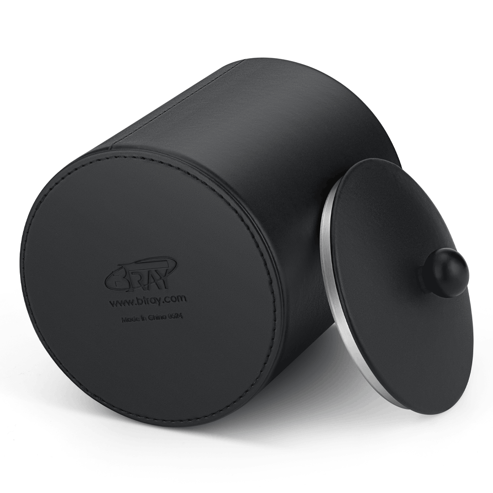 Underside and removable lid of the Black SLUSH leatherette ice bucket
