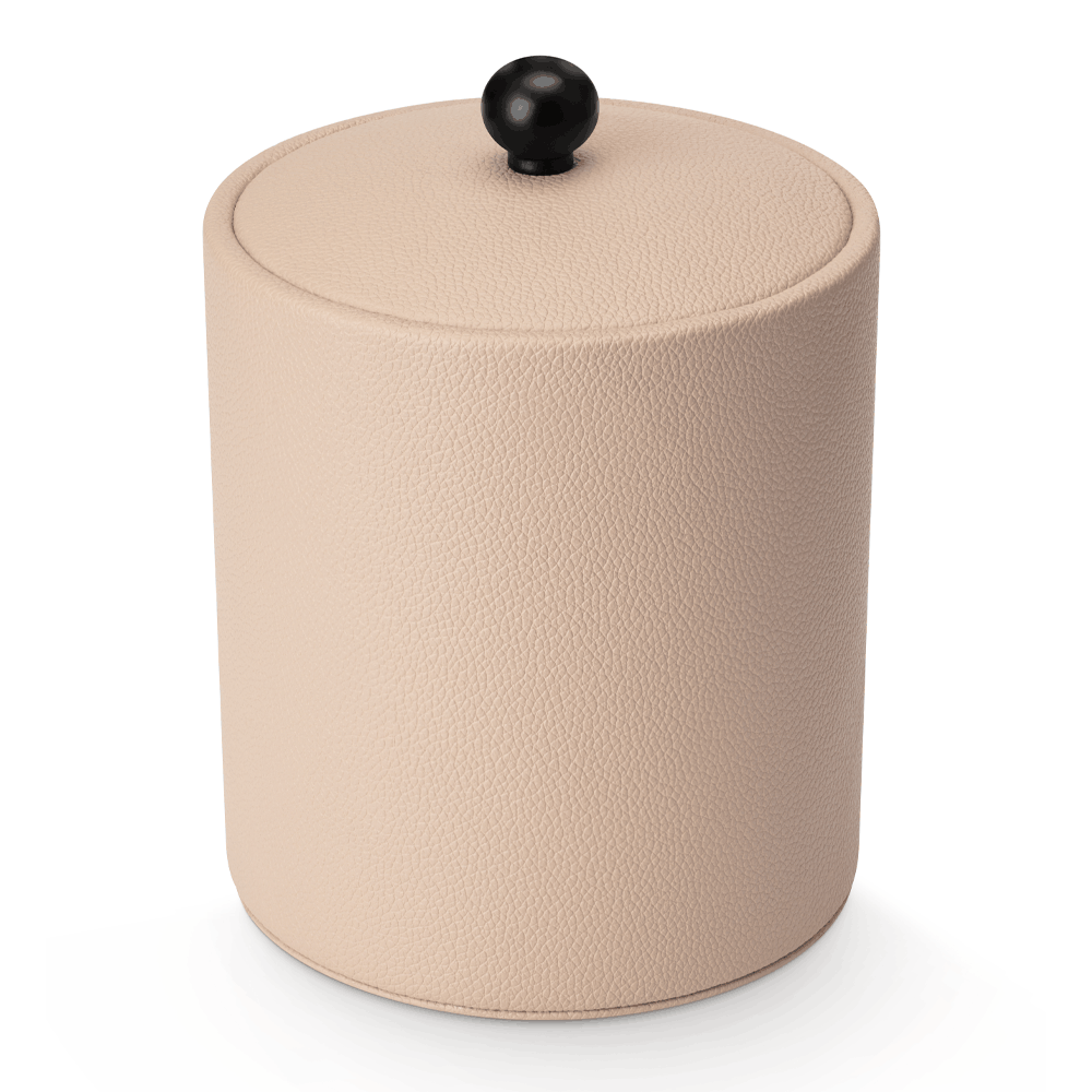 SLUSH Leatherette Ice Bucket in Warm Beige with its matching lid closed