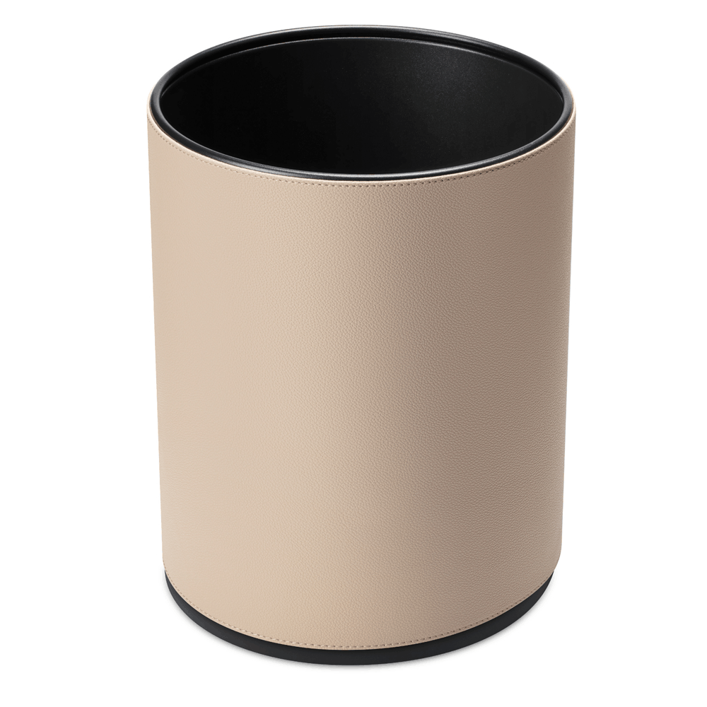 Warm Beige SUMO leatherette waste bin with a black interior