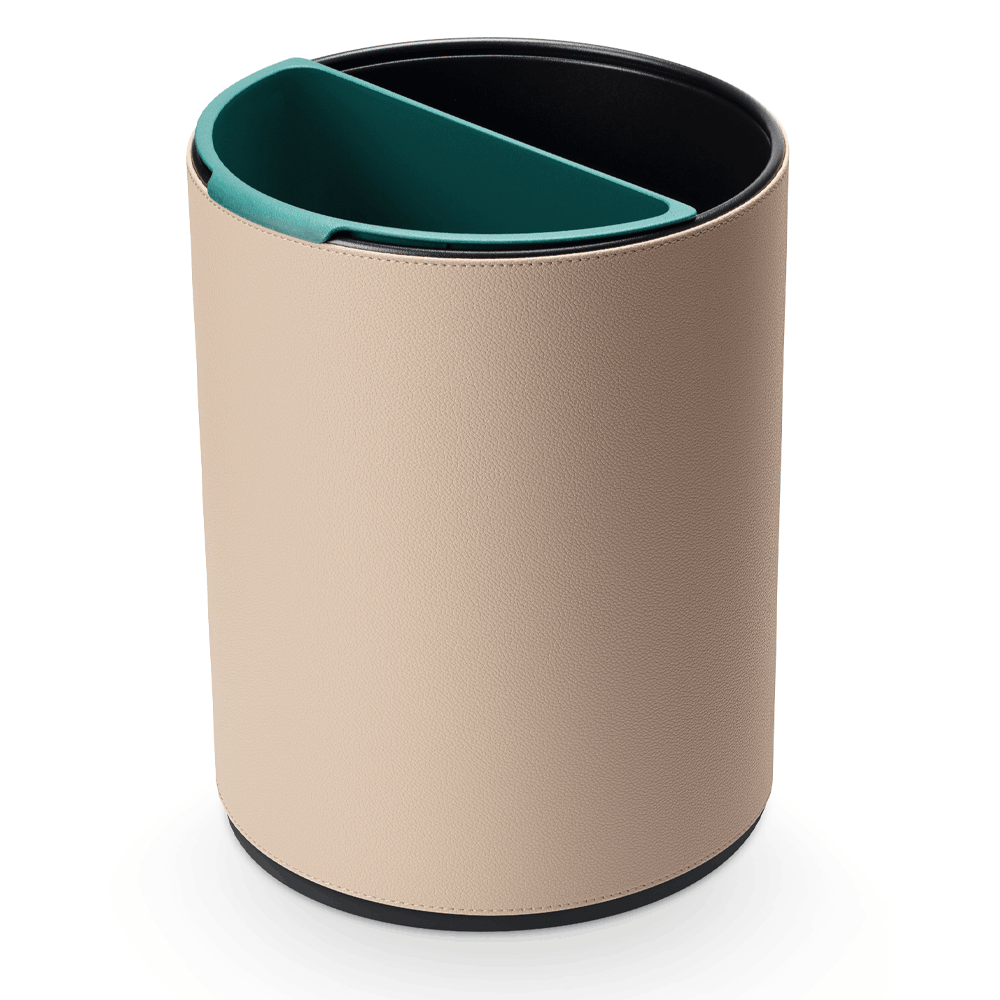Warm Beige SUMO waste bin showing its green recycling insert